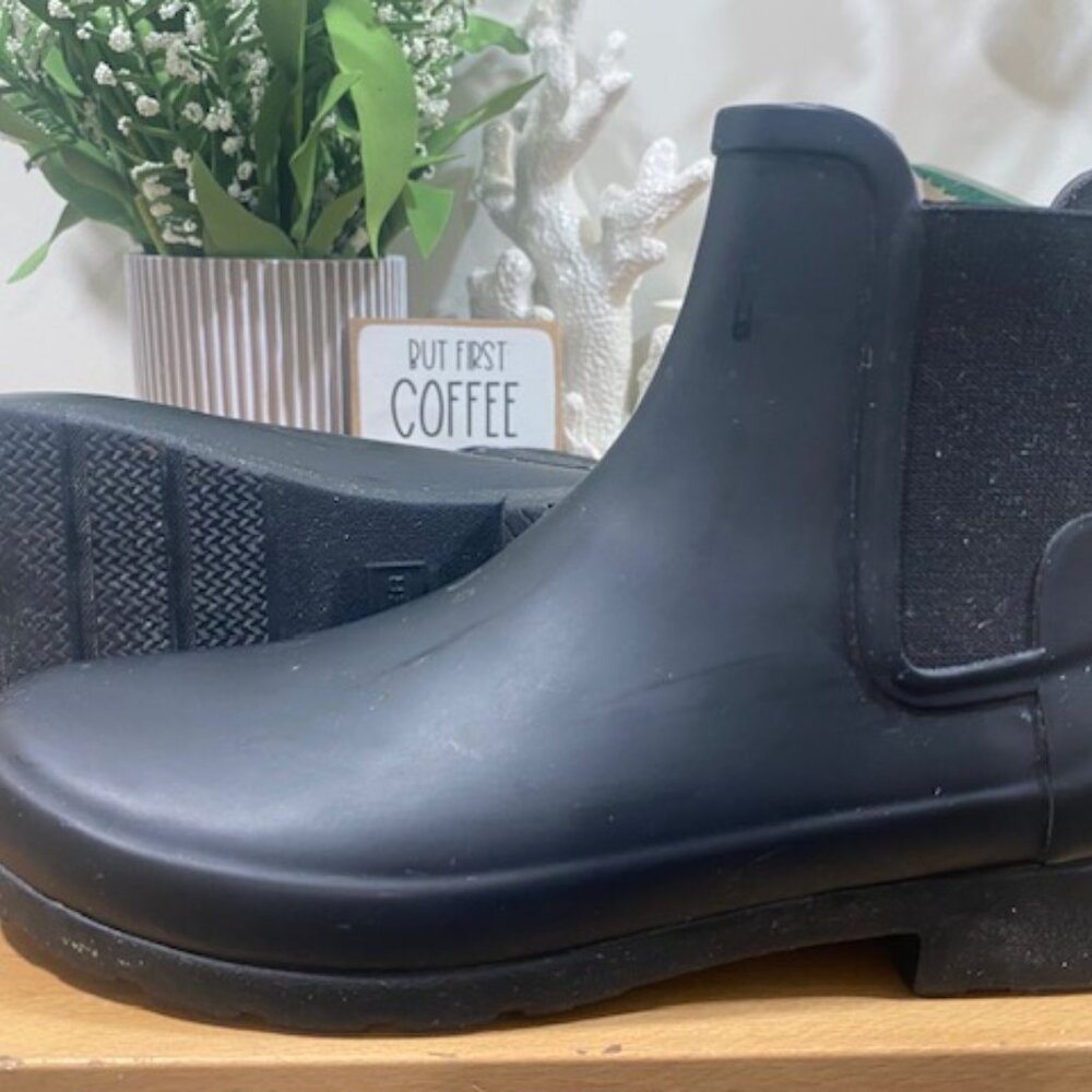Hunter Black Low Chelsea Rain Boots